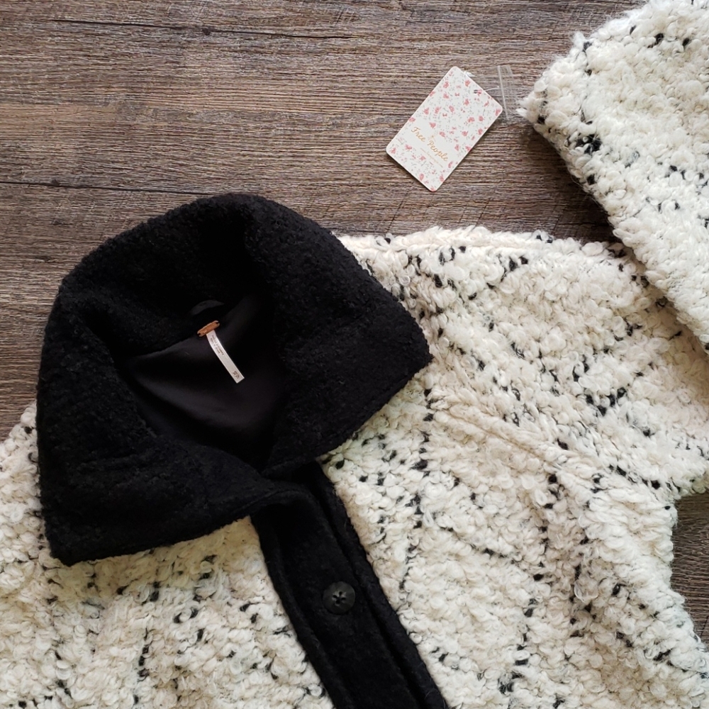 NWT! Free People High Collar Boucle Coat - Picture 2 of 14